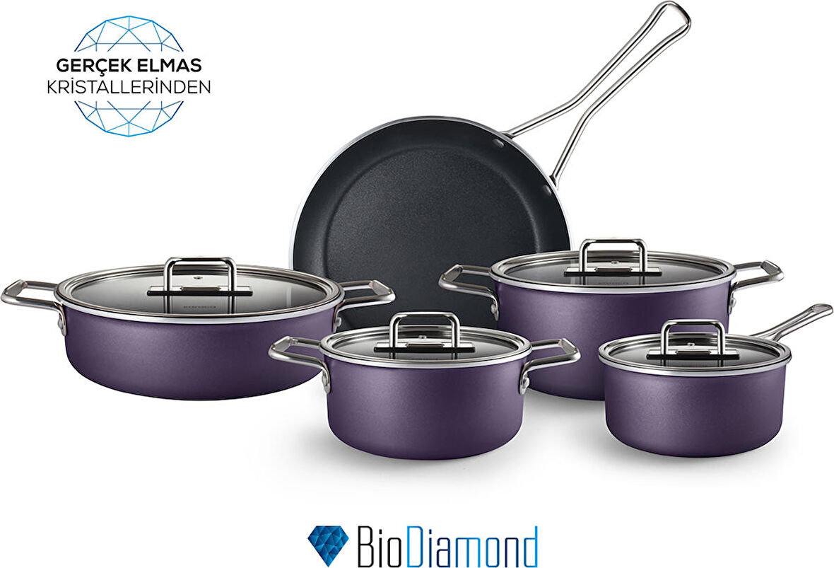 Karaca Mastermaid Biodiamond 9 Parça Tencere Seti Grape Purple